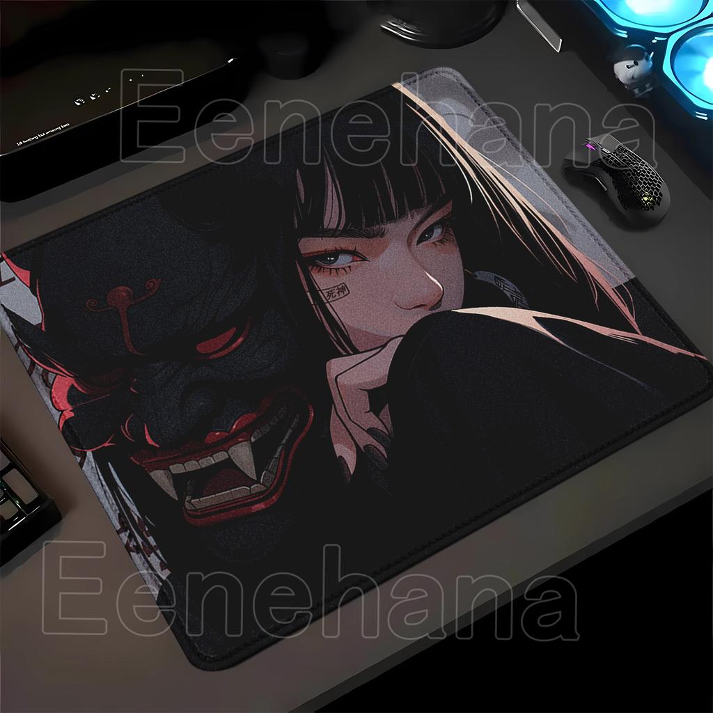 Japanese Oni Mask Girl small Mousepad Electronic Sports Keyboard Mouse Pad Gaming office Accessories Mouse Mat 40x45cm desk mat