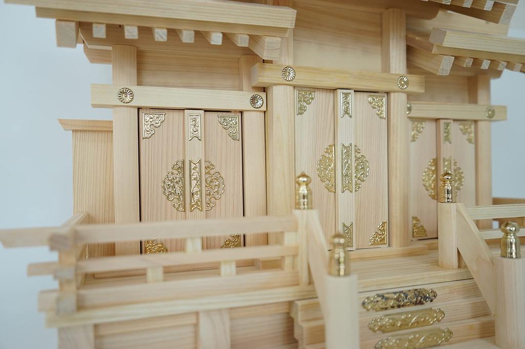 Kamidana Village Shinto Shrine with Three Different Roofs, Small, Main Metal Fittings