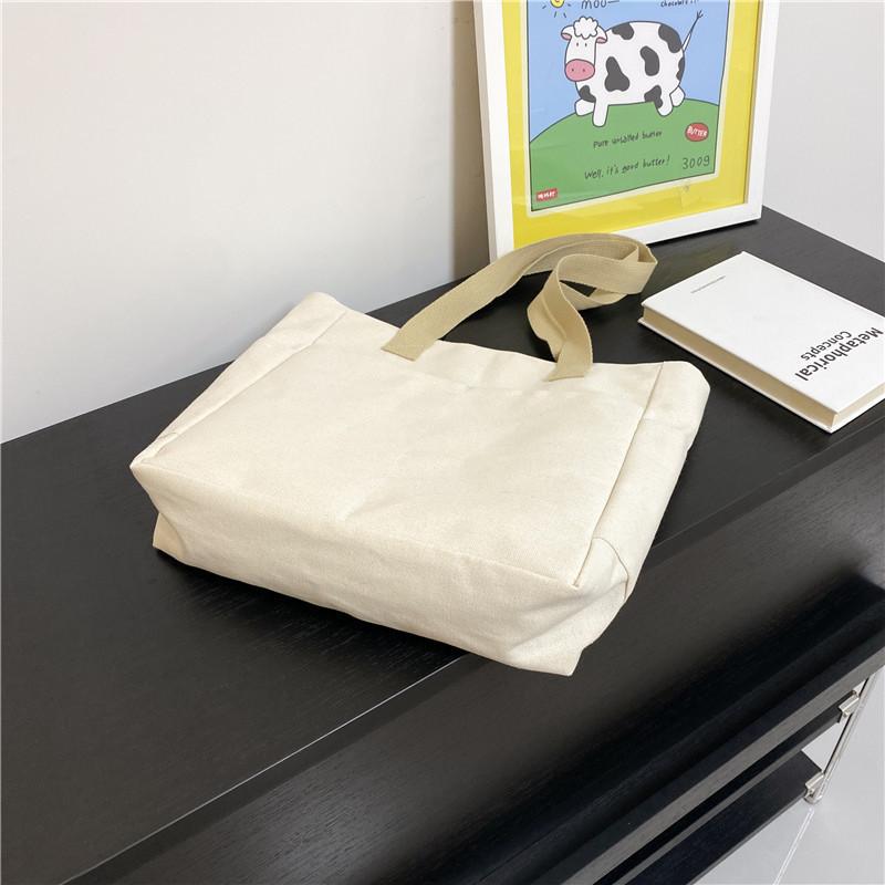 Large Capacity Canvas Tote Bag Urban Minimalist Style Shoulder Handbag