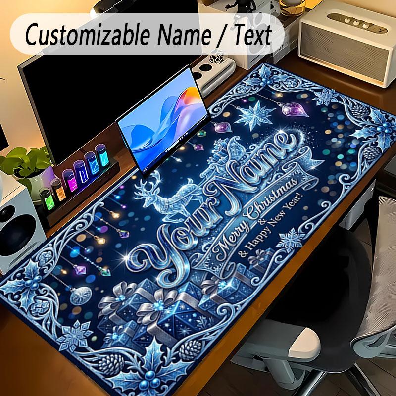 Christmas Theme Personalized Mouse Pad Custom Name Text Non Slip Desk Pad For Laptop Office Desktop