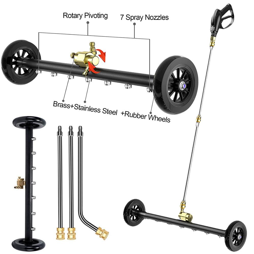 

Мойка высокого давления для шасси автомобиля 5000 фунтов на квадратный дюйм, 22 дюйма, выдвижная, 3-струйная водяная щетка, быстроразъем 1/4 дюйма, очиститель поверхности днища