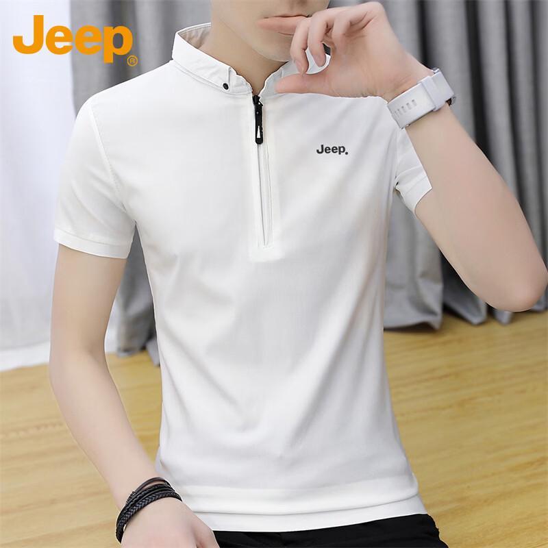 Jeep Men's Ice Silk Half-Zip Polo T-Shirt