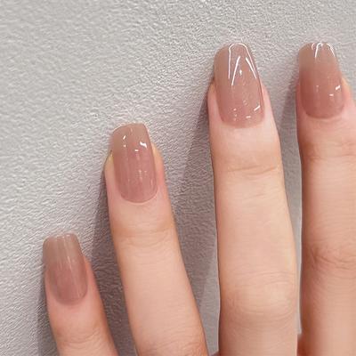 24 Kusov Nositeľné Nechty Nahé Perleťové Jemný Trblietavý Nail Art Hotový Produkt Nositeľný Nail Art Pokročilá Fólia na False Nechty Odnímateľný Nail Art