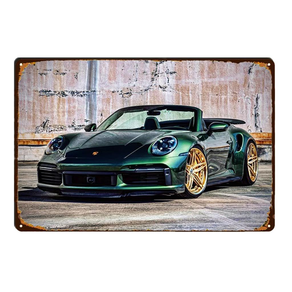 Sports Car Racing Poster Rust Shabby Tin Sign Art Decor Garage Bar Man Cave Signs Decorative Plaques Wall Metal Tin Plate Sig