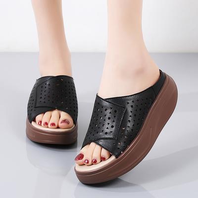 Fashion Summer Women Sandals New Fashion Open Toe Retro Breathable Womens Sandals Wedge Slip On Female Women Orthopedic Sandal Footwear