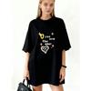 Oversized T Shirt Dress Black You Are The One Heart And Arrow Print Casual Everyday Wear