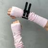 Spandex Ice Silk Finger Sleeves Hip-hop Y2K PU Wristband Sun Protection Punk Black Arm Cover  Girls