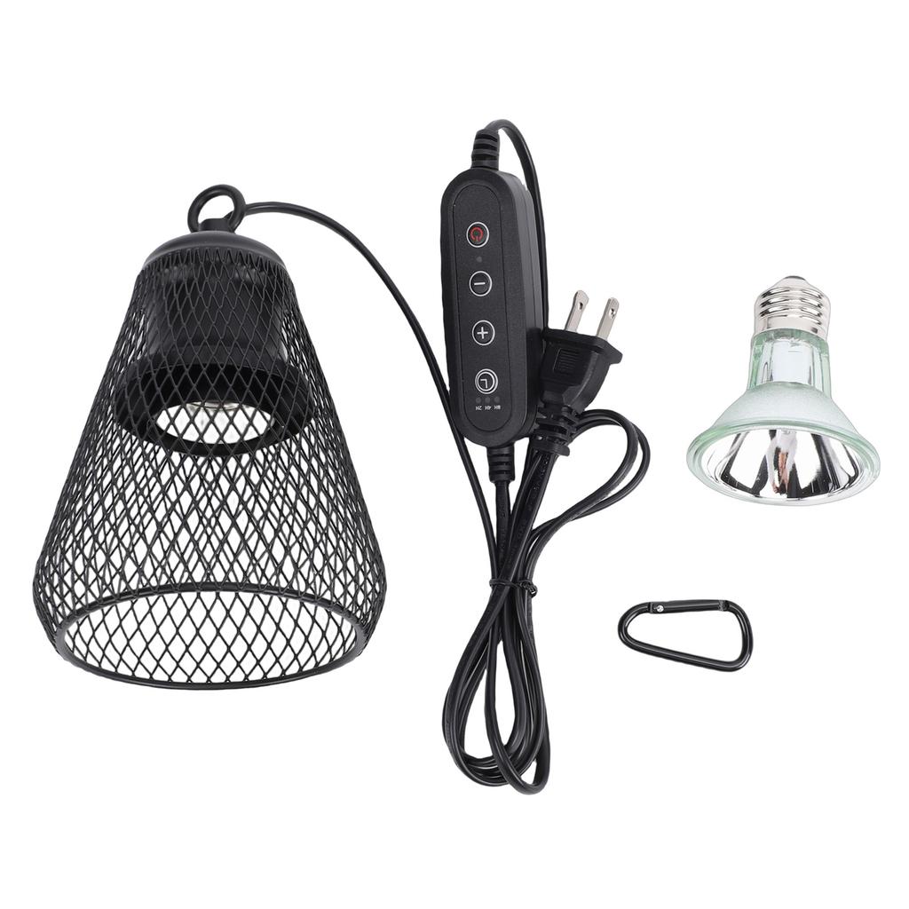 Reptile Heater Lamp Anti Scald Mesh Cage Lampshade Cover for Turtles Chicks Lizard Snake US Plug
