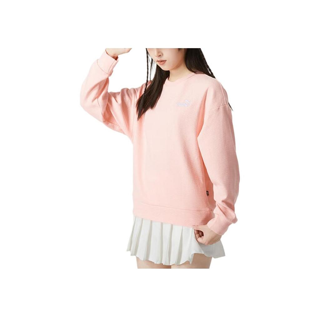 Puma Logo Bestickt Sportlich Lässig Rundhals Sweatshirt Damen Sweatshirt Rosa 678444-63