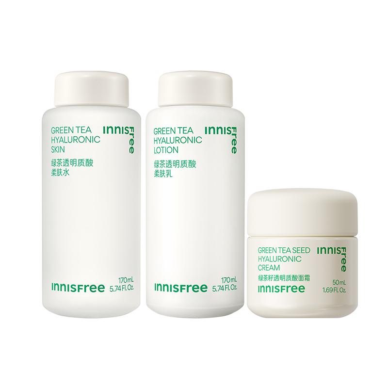 Innisfree skin care Firming and moisturizing Innisfree Hyaluronic Acid Toner Set - Softening Water 170ml Softening Lotion 170ml Face Cream 50ml коричневый