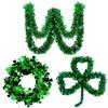 St Patricks Day Party Green Shamrock Decorations Plastic Streamers Wall Garlands and Hanging Clover Ornaments for Events