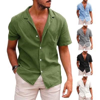 Pánská košile pro volný čas, límec s krátkým rukávem, jednořadý, jednořadý cardigan Streetwear, volná, pánská košile s klopou, letní plážová košile