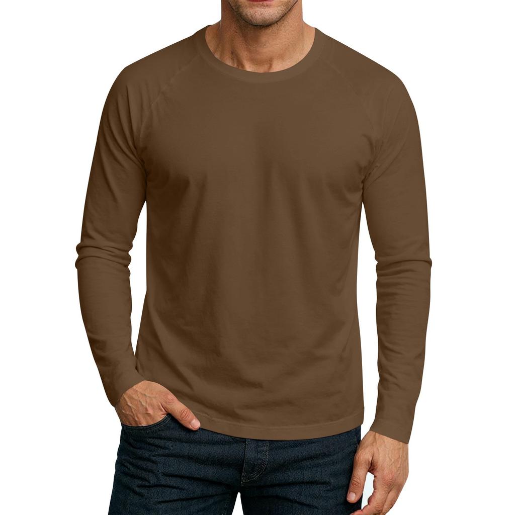 Men's Round Neck Plunger Long Sleeve T-Shirt Top