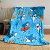 Playful Cartoon Sharks Adventure print blanket soft and cozy perfect for the living room bed sofa or a nap,gift