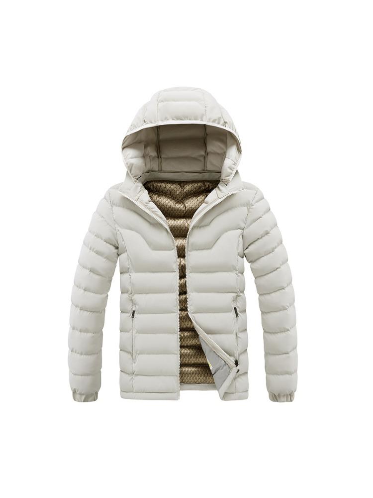 Light Cotton Coat Men's Winter Fashion Solid-colour Slim Removable Cap Thickened Hooded Comfortable and Versatile Jacket Men