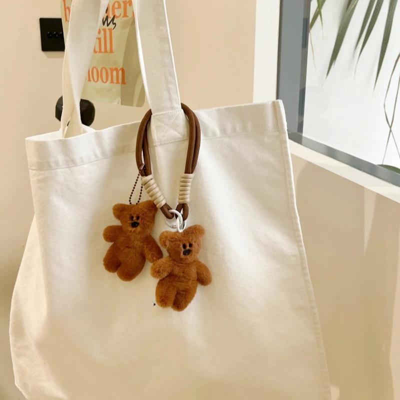 New Plush Cartoon Cute Crooked Head Plush Bear Cute Pendant Bear Doll Schoolbag Pendant Bag Charm