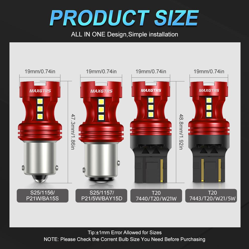 MAXGTRS 2x Strobe Flash P21/5W S25 1157 Bay15D 3030 LED Chip Bulb 7443 1156 Car Stop Backup Brake Parking Tail Signal Light