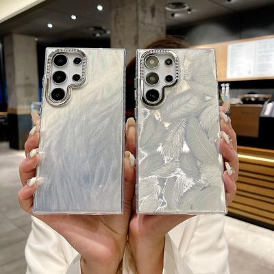 Für Samsung S24 S23 Plus S22 Ultra Telefonabdeckung Beschichtung TPU Glitzer Luxus Laser Flash Stoßfestes Slim Case
