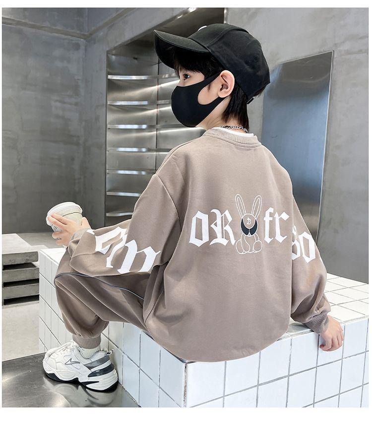 2023 Boys' Cartoon Sports Two-Piece Suit: Sweatshirt & Sweatpants for Spring/Autumn