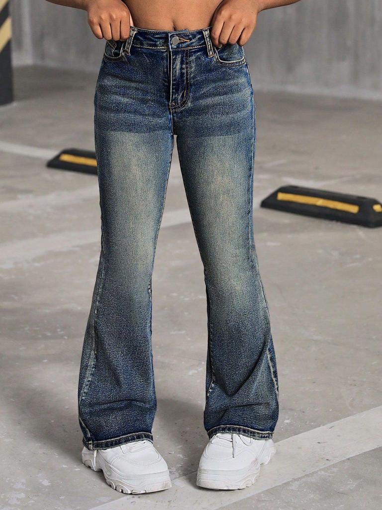 Trendy High Waist Elastic Flare Jeans for Teenage Girls - New European & American Style