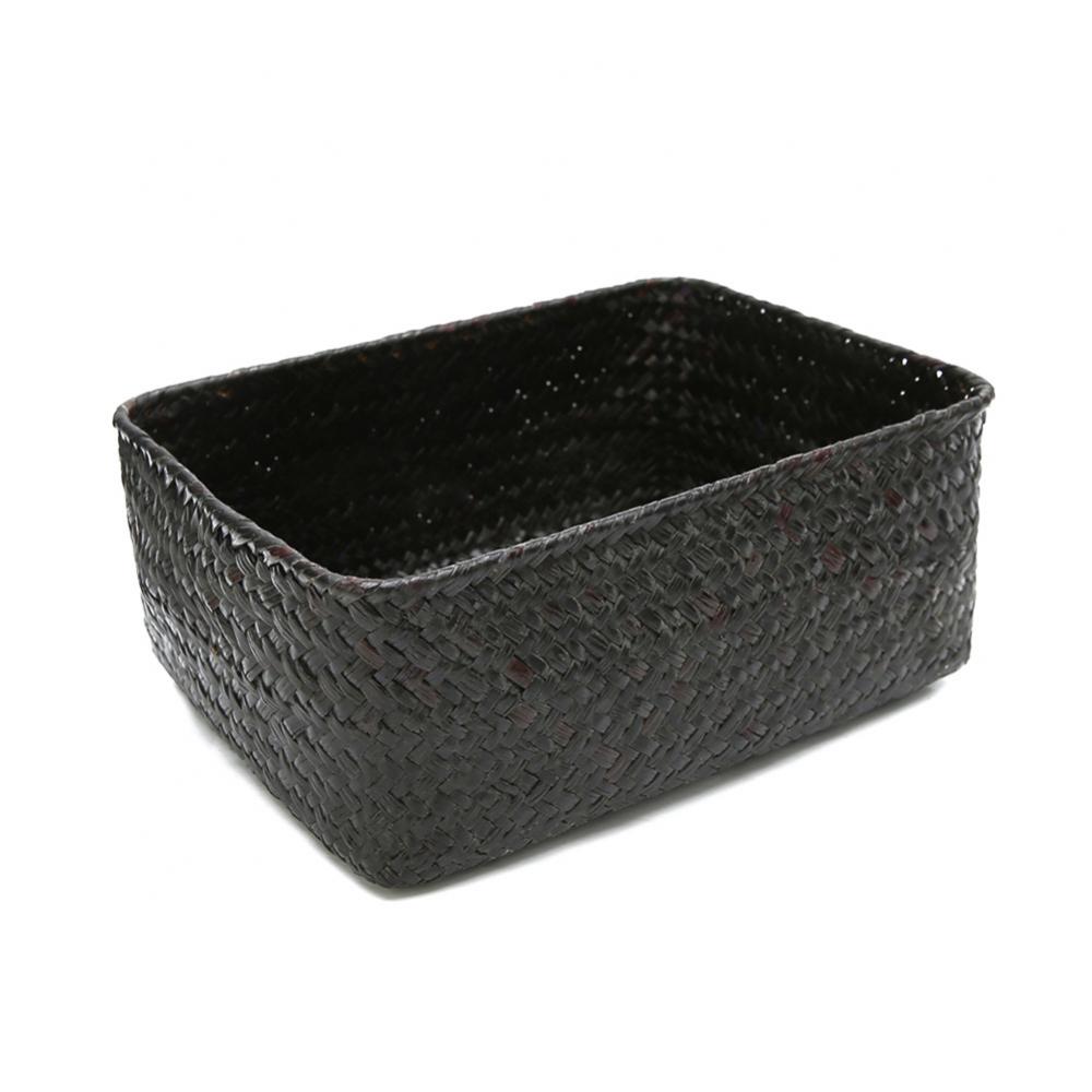 Fine Workmanship Handmade Straw Dried Flower Fruit Pot Basket Rattan Box Candy Earphone Organizer Sundries Storage Home Decor Small 15x11x6cm чёрный 930₽