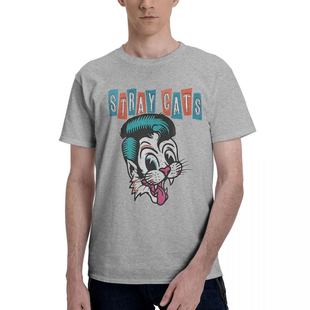 80s Music Band Stray Cats 100 Cotton Casual Breathable Confortable Vintage Mens Clothing Brands Funny Shirt