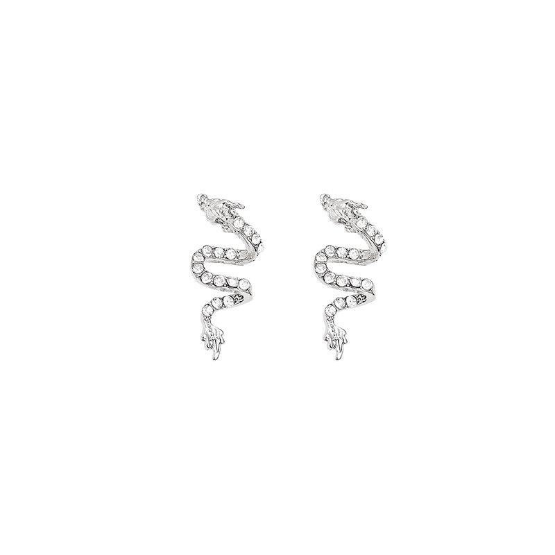 S925 Silver Little Dragon Zodiac Earrings - Diamond-Studded, Trendy, and Niche Design.