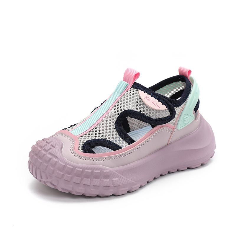 

Спортивные сандалии для мальчиков и девочек 2025 лето новые сетчатые дышащие с закрытым носком пляжная обувь полые детские повседневные туфли 26-30 yards, 5 pairs in one hand розовый