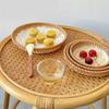 Multi-purpose 5 Sizes Bamboo Fruit Basket Round Shape Handmade Snack Basket Brown Beige Color Tea Snack Tray