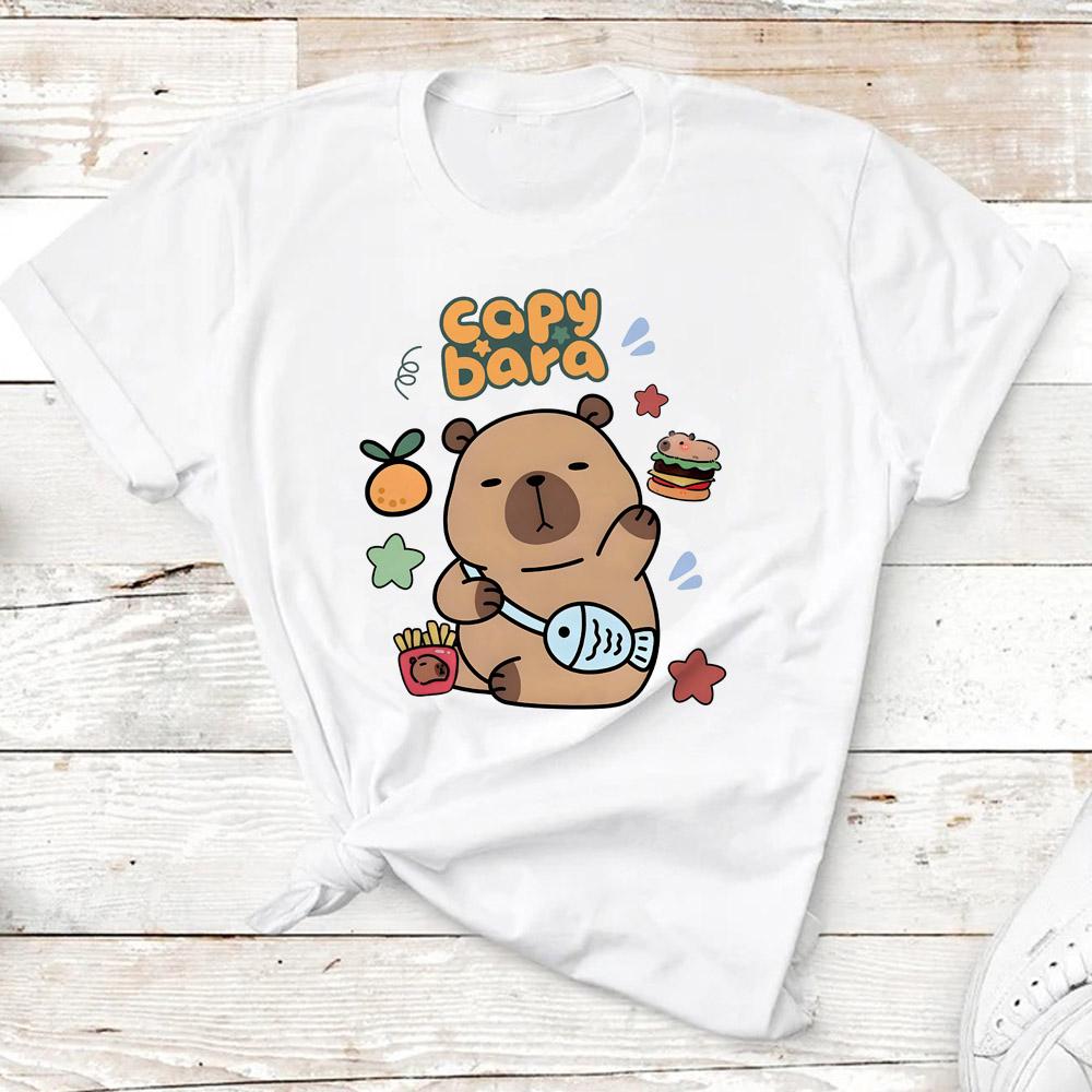 Kids Basic T-shirt Women Men Capybara Tees 3-10Years Children Short Sleeved Clothes Boys Girls Capibara Birthday Gifts