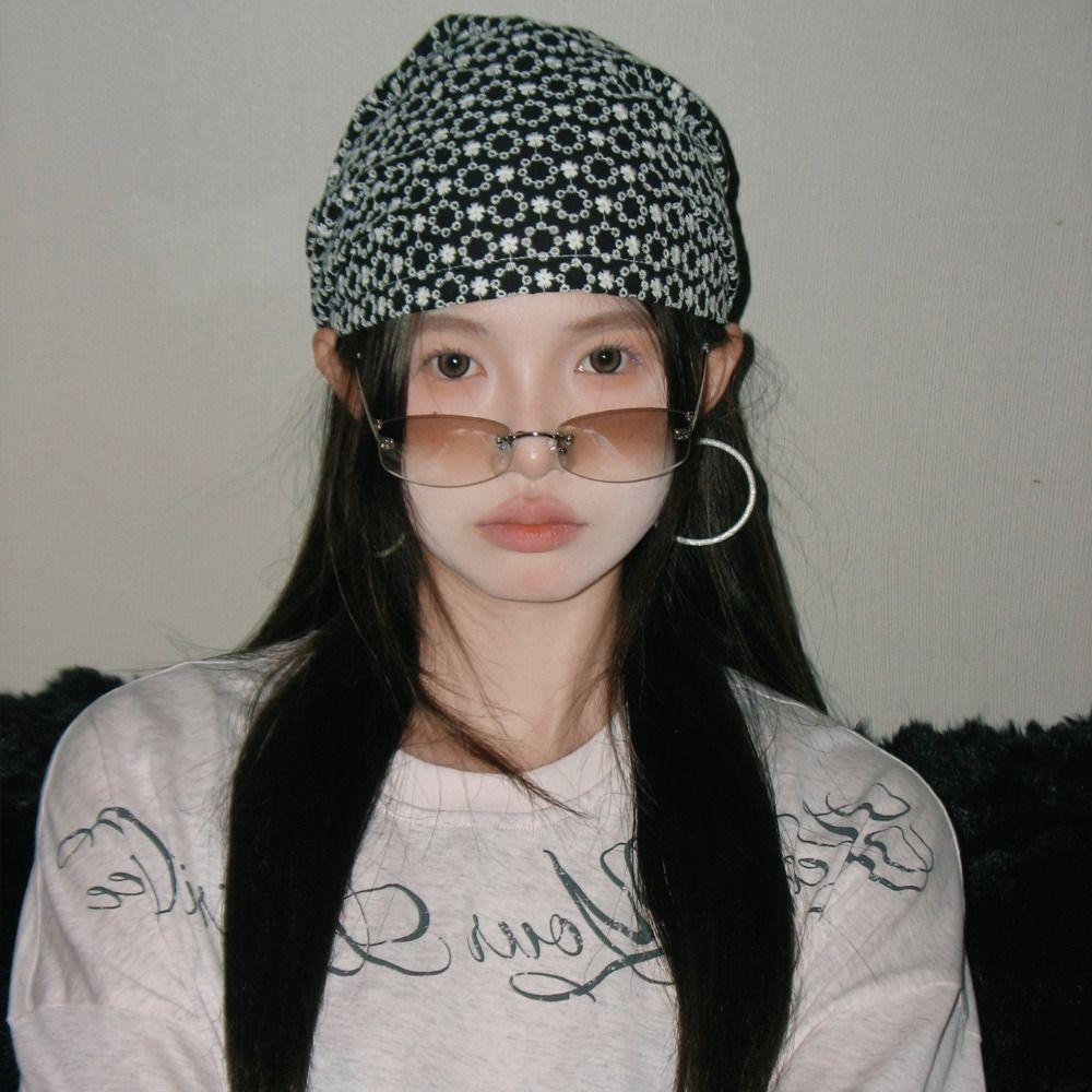Vintage Printed Beanies Cap Ins Women's Turban Hat Retro Y2k Print Pullover Hats  Outdoor
