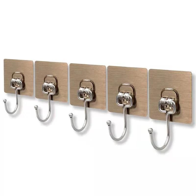 

5pc Large MultiFunction Transparent Stainless Steel Strong Self Adhesive Hooks Key Storage Hanger for Kitchen Bathroom Door Wall