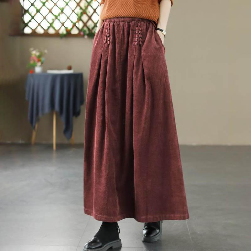 Skirt for Women Casual Versatile High Waist Long Loose Trousers Thickened Slim Solid Colour Skirt