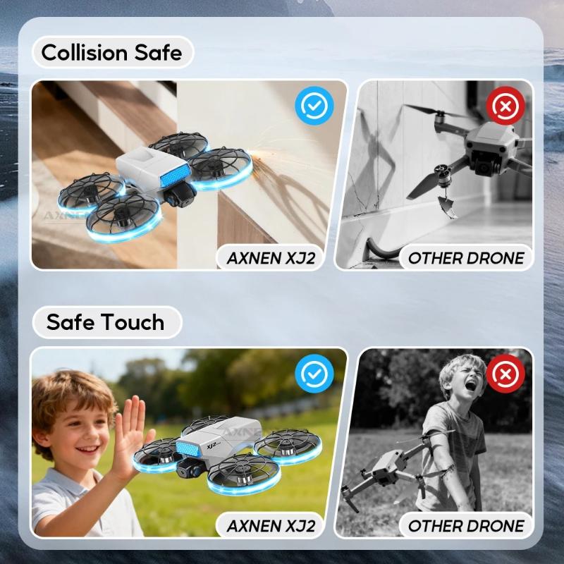 XJ2 Mini Drohne 8K Dual HD Kamera 5G WIFI Übertragung Faltbarer Bürstenloser RC Quadcopter Vollständige Abdeckung Schutzhülle Fernbedienung Spielzeug Kindergeschenk