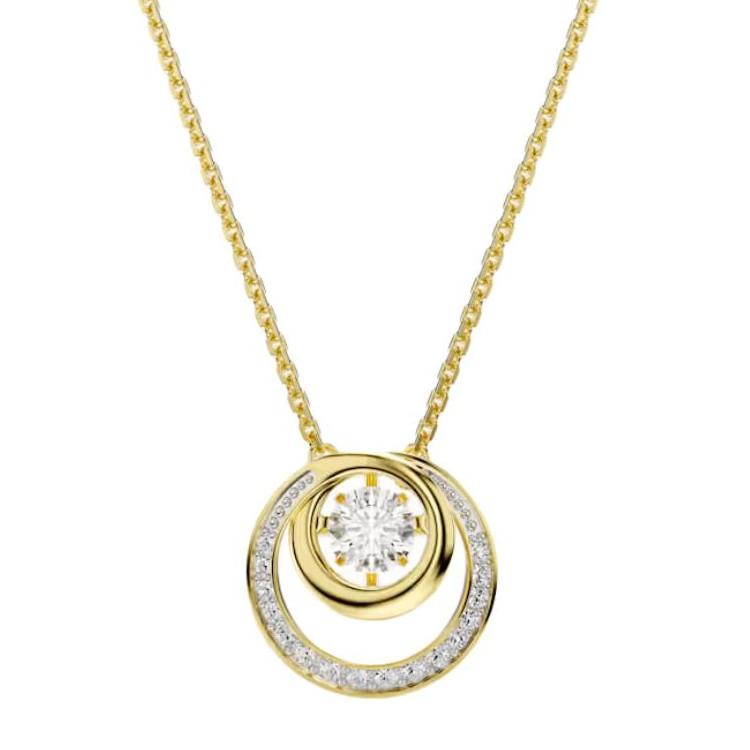 Swarovski Round Design Cubic Zirconia Necklace Unisex necklace White 5738248 Box (Random Color)
