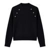 Women's Half-High Collar Knit Top with Decorative Buckles