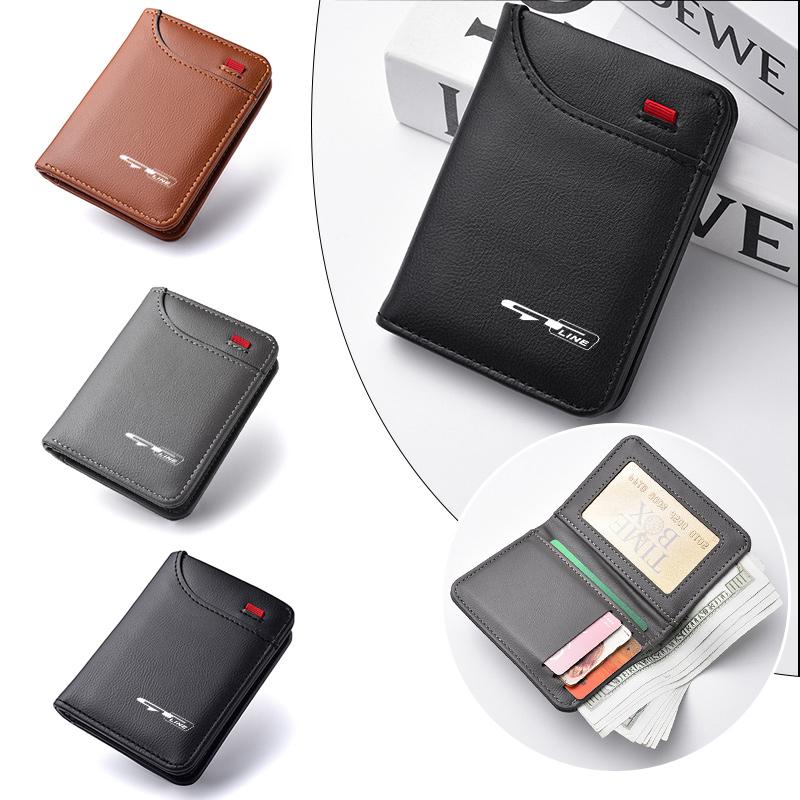 DZMX1 Car Wallet Leather Mini Credit Card Purse Portable Small Wallet For KIA KN GT Sportage GTLine Ceed Optima Cerato Venga Sedona