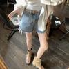 ~ New fashionable Spice Girl round head pinch toe buckle belt outer wear medium tube cool boots spring and summer