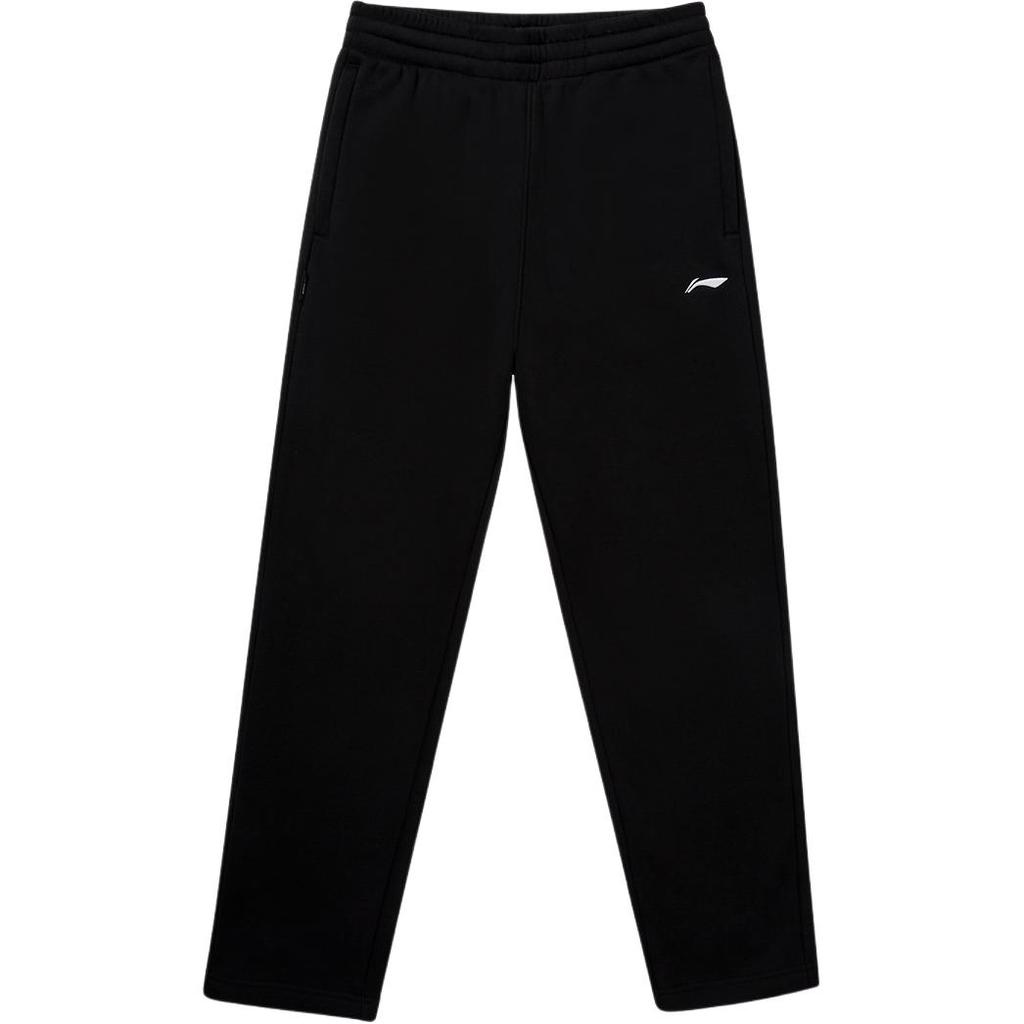 Li-Ning Comfortable Casual Simple Fleece Drawstring Sweatpants Knitted Sports Pants Men bottoms Black AKLUE59-1