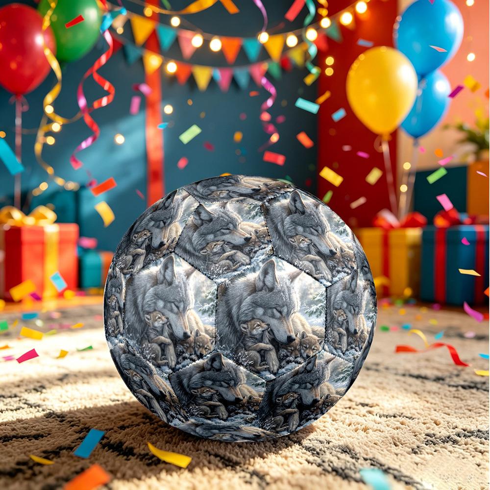 1pc Winter Wolf Family Theme Soccer Ball Football, Size 5, Lightweight PVC, Outdoor Training Soccer Ball,Gift C6591