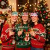 Family Gathering Interactive Props Christmas Glasses Photo Booth Props Felt Reindeer Santa Snowman Eyeglasses for Holiday Lightweight Party