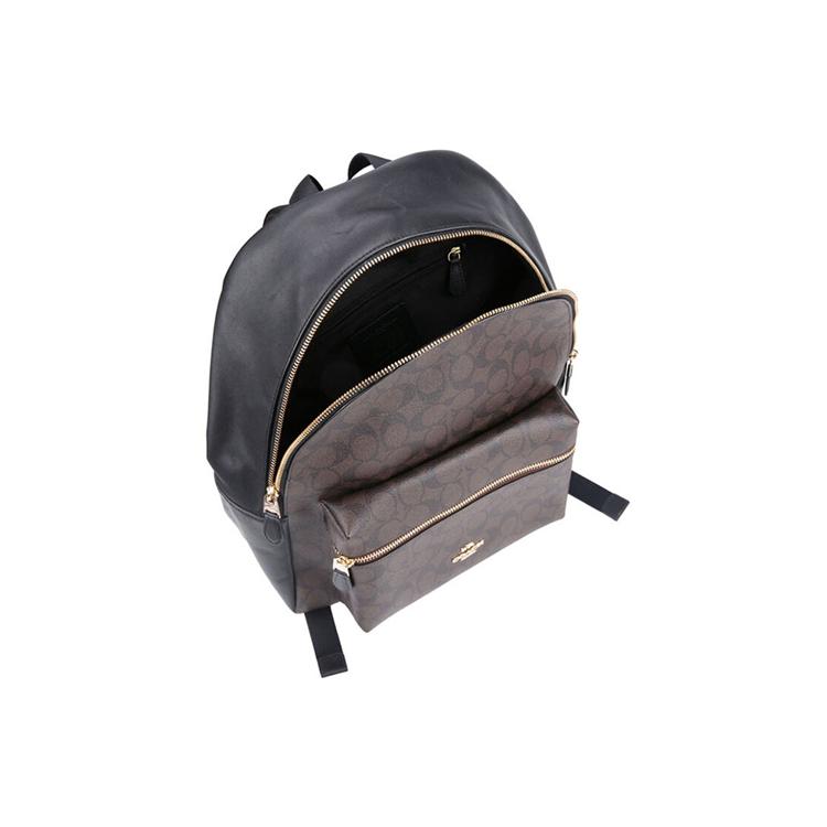 COACH Charlie Coated Canvas Backpack Large Women's Dark Brown (Unisex) Backpacks 58314 IMAA8