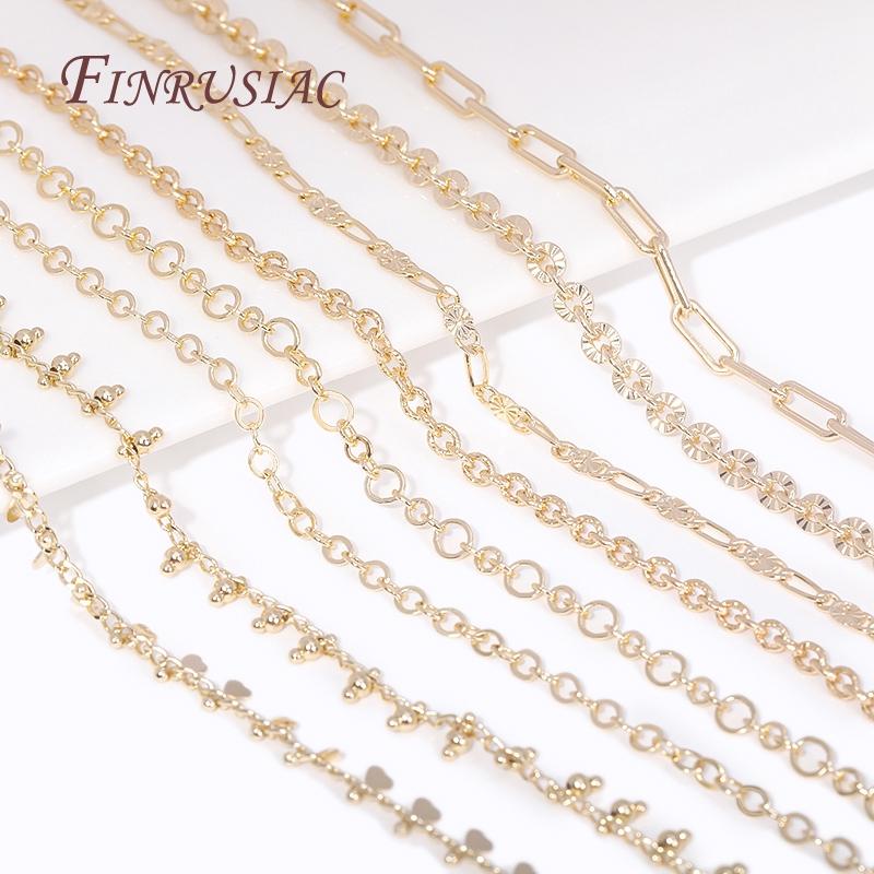 Wholesale Bulk Cable Chains For Jewelry Making,14K Gold Plated Metal High Quality Spool Chains DIY Necklace Bracelet Accessories