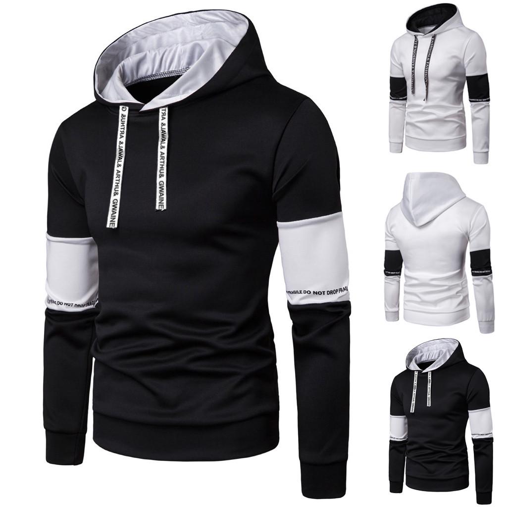 Men's  Winter Patchwork Sweatshirt Top Pants Sets Sport Suit Tracksuit