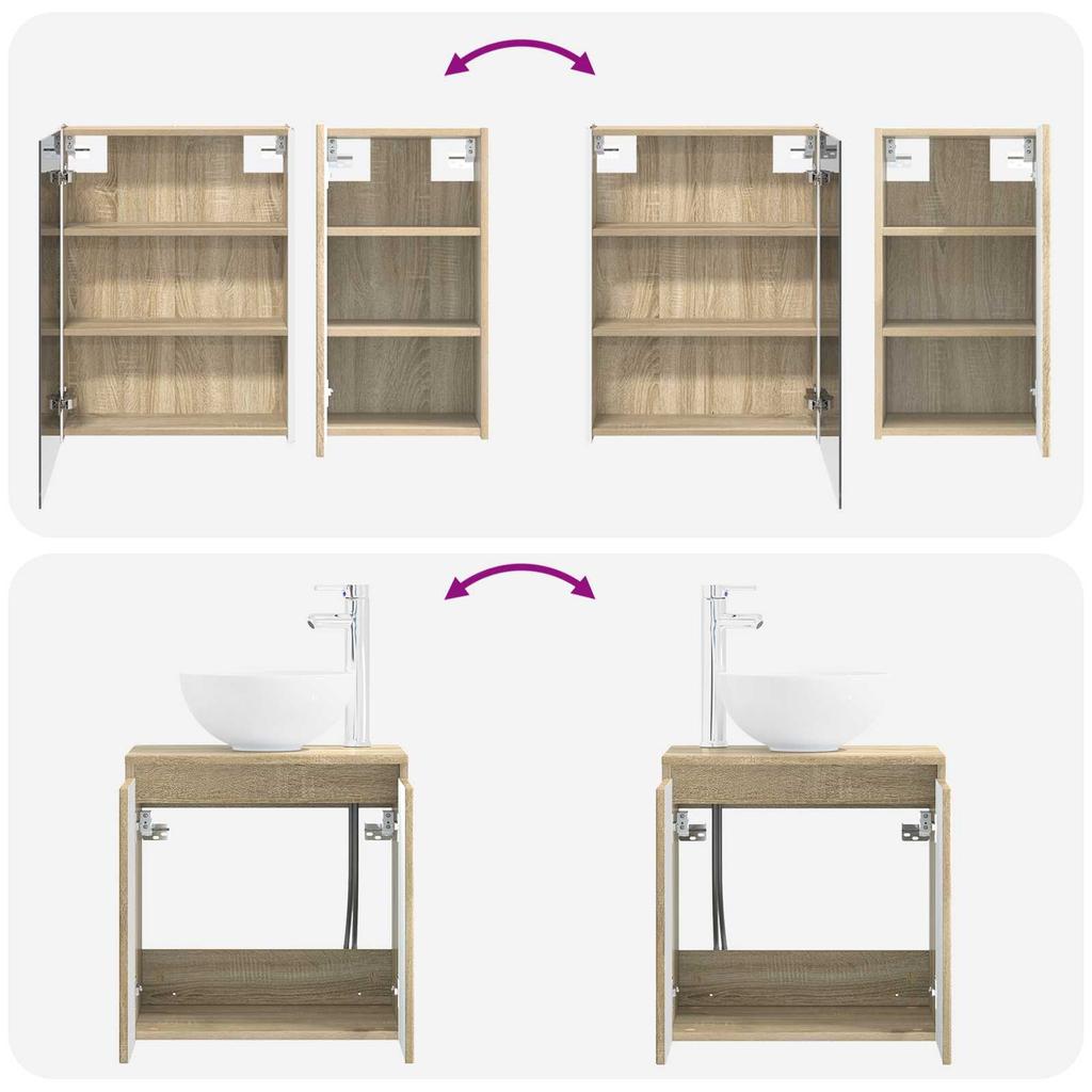 Bathroom Cabinet Set 5 pcs Sonoma Oak 53 x 15.5 x 70 cm
