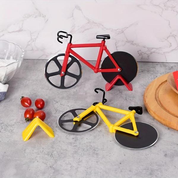 1ks Cyklistický kulatý nerezový kráječ na pizzu, nůž na pizzu, nástroj na pečení, víceúčelový kráječ na sušenky Dělič jídla Kuchyňské nástroje