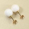 White coral round undyed earrings, gold-filled, beads,