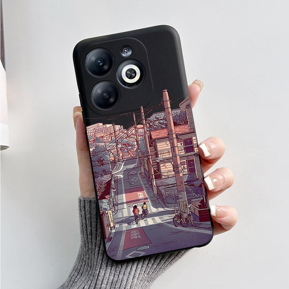 Case For Infinix Smart 8 Back Cover Black Silicon Soft TPU Marble Cover For Infinix Smart 8 X6525 Funda Smart8 Phone Cases Coque