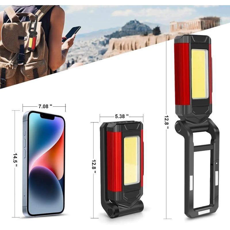 8000mAh High Power Portable COB Magnetic Work Light Rechargeable LED Flashlight Super Bright Camping Waterproof Car Repair Lamp with Brackets