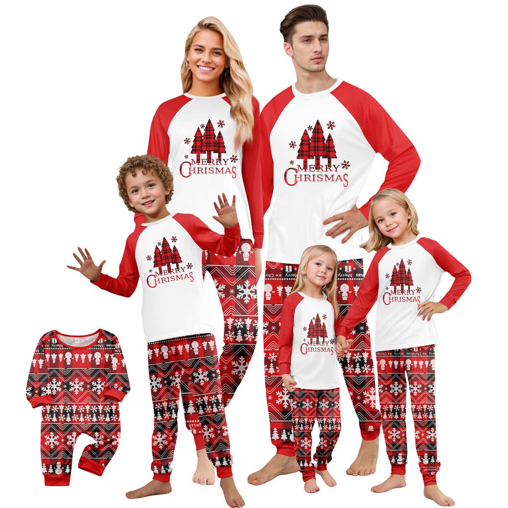 Print Cute Family Set Pajamas, Home Clothes, Family Set Long Sleeve Top Pants Set